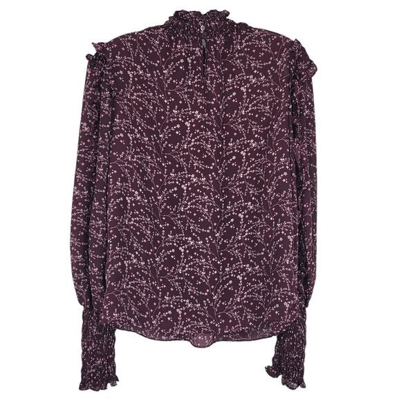 Max Studio Smocked Cuff Long Sleeve Mock Neck Top Blouse Size Small - Picture 2 of 7